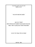 Quản lý thuế đối với doanh nghiệp ngoài quốc doanh  Thực tiện tại địa bàn tỉnh Vĩnh Phúc