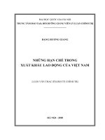 Những hạn chế trong xuất khẩu lao động của Việt Nam Luận văn Ths. Kinh tế