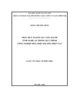 Phát huy nguồn nhân lực con người tỉnh Nghệ An trong quá trình công nghiệp hóa, hiện đại hóa hiện nay