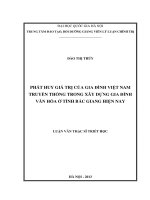 Phát huy giá trị của gia đình Việt Nam truyền thống trong xây dựng gia đình văn hóa ở tỉnh Bắc Giang hiện nay  Luận văn ThS. Triết học