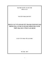 Pháp luật về giải quyết tranh chấp đất đai thông qua cơ quan hành chính nhà nước trên địa bàn tỉnh Nam Định