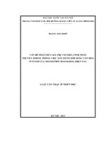 Vấn đề phát huy giá trị văn hóa tinh thần truyền thống trong việc xây dựng đời sống văn hóa ở cơ sở của thành phố Thanh Hóa hiện nay