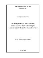 Pháp luật về quy hoạch đô thị ở Việt Nam và thực tiễn áp dụng tại thành phố Vĩnh Yên, tỉnh Vĩnh Phúc Luận văn ThS. Luật