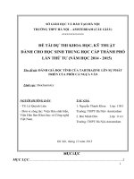 đề tài dự thi khoa học kỹ thuật giành cho học sinh trung học cấp thành phố “Đánh giá độc tính của tartrazine lên sự phát triển của phôi cá ngựa vằn”