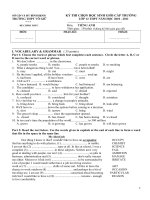 KỲ THI CHỌN HỌC SINH GIỎI CẤP TRƯỜNG  MÔN TIẾNG ANH