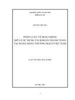 Pháp luật về hoạt động mở và sử dụng tài khoản thanh toán tại Ngân hàng thương mại ở Việt Nam
