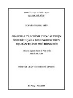 Giải pháp tài cho cải thiện Sinh Kế hộ gia đình nghèo trên địa bàn Thành Phố Đà Nẵng