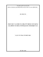 Phát huy vai trò của phụ nữ trong xây dựng gia đình văn hóa ở tỉnh Quảng Ninh hiện nay  Luận vănThS. Triết học