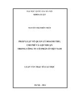 Pháp luật về quản lý doanh thu, chi phí và lợi nhuận trong công ty cổ phần ở Việt Nam