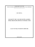 Giải quyết việc làm cho người lao động thuộc diện bị thu hồi đất ở tỉnh Bắc Ninh
