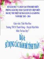 Slide tin học 7 bài 4 sử dụng các hàm để tính tóan _T.N Hoa