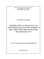Mở rộng cho vay hộ sản xuất tại chi nhánh ngân hàng NN&PTNT huyện Ngọc Hồi, Tỉnh Kon Tum (full)