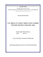 Tác động của phát triển công nghiệp tới môi trường tỉnh Phú Thọ