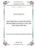 Hoàn thiện quản lý Nhà nước đối với doanh nghiệp có vốn đầu tư trực tiếp nước ngoài ở Phú Thọ