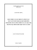 Hoàn thiện các qui định của pháp luật Việt Nam về đề nghị giao kết hợp đồng nhằm thúc đẩy sự phát triển của các quan hệ thương mại trong điều kiện toàn cầu hóa