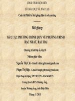 Slide tóan 10 PHƯƠNG TRÌNH QUY VỀ PHƯƠNG TRÌNH BẬC NHẤT, BẬC HAI _Thị Chi, Thị hậu