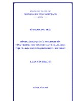 Đánh giá hiệu quả của sangrovit đến tăng trưởng, tiêu tốn thức ăn và chất lượng thịt của lợn nuôi ở trại đồng hiệp hải phòng