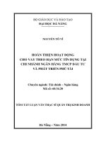 Hoàn thiện hoạt động cho vay theo hạn mức tín dụng tại chi nhánh ngân hàng TMCP đầu tư và phát triển Phú Tài