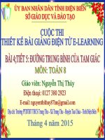 Slide Toán 8 BÀI 4_TIẾT 5 ĐƯỜNG TRUNG BÌNH CỦA TAM GIÁC _Thị Thủy