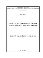 Giải quyết việc làm cho người lao động ở nông thôn tỉnh Thái Nguyên hiện nay