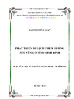 Phát triển du lịch theo hướng bền vững ở tỉnh Ninh Bình  Luận văn ThS. Kinh tế