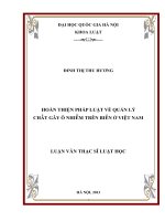 Hoàn thiện pháp luật về quản lý chất gây ô nhiễm trên biển ở Việt Nam