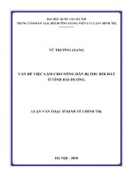 Vấn đề việc làm cho nông dân bị thu hồi đất ở tỉnh Hải Dương