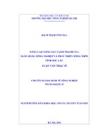 Nâng cao năng lực cạnh tranh của ngân hàng nông nghiệp và phát triển nông thôn tỉnh đắc lắc