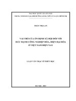 Vai trò của ổn định xã hội đối với đẩy mạnh công nghiệp hóa, hiện đại hóa ở Việt Nam hiện nay