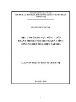 Việc làm ở khu vực nông thôn thành phố Hà Nội trong quá trình CNH,HĐH