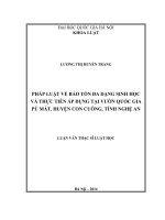 Pháp luật về bảo tồn đa dạng sinh học và thực tiễn áp dụng tại Vườn quốc gia Pù Mát, huyện Con Cuông, tỉnh Nghệ An