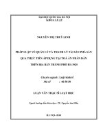 Pháp luật về quản lý và thanh lý tài sản phá sản qua thực tiễn áp dụng tại tòa án nhân dân trên địa bàn thành phố Hà Nội