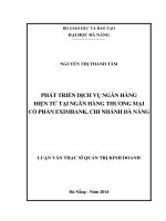 Luận văn thạc sĩ Phát triển dịch vụ ngân hàng điện tử tại ngân hàng thương mại cổ phần Eximbank, chi nhánh Đà Nẵng (full)