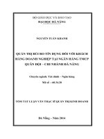 Quản trị rủi ro tín dụng đối với khách hàng doanh nghiệp tại ngân hàng TMCP Quân Đội - chi nhánh Đà Nẵng