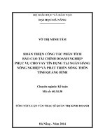 Hoàn thiện công tác phân tích báo cáo tài chính doanh nghiệp phục vụ cho vay tín dụng tại ngân hàng NN&PTNT, Tỉnh Quảng Bình
