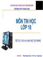 Slide tin học 10 bài tạo và làm việc với bảng _P.Q Tuấn