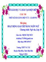 Slide văn 10 HOẠT ĐỘNG GIAO TIẾP BẰNG NGÔN NGỮ _Thị Thúy