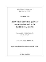 Luận văn thạc sĩ Hoàn thiện công tác quản lý chi ngân sách nhà nước Tỉnh Quảng Bình