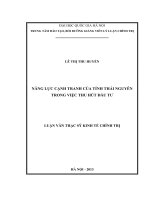 Năng lực cạnh tranh của tỉnh Thái Nguyên trong việc thu hút đầu tư