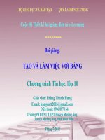 Slide tin học 10 bài tạo và làm việc với bảng _P.T Hưng