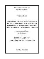 Nghiên cứu việc vận dụng chính sách kế toán trong thao túng báo cáo tài chính của các doanh nghiệp niêm yết trên thị trường chứng khoán Việt Nam