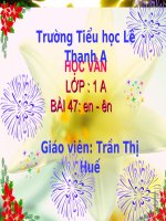 Bài giảng Môn học vần  Lớp 1 EN ÊN