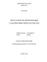 Pháp luật thuế thu nhập doanh nghiệp và giải pháp chống chuyển giá ở Việt Nam