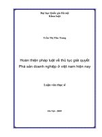 Hoàn thiện pháp luật về thủ tục giải quyết phá sản doanh nghiệp ở Việt Nam hiện nay