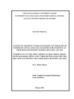 A STUDY ON ADAPTING TASKS IN ENGLISH 7 ON THE BASIS OF COMMUNICATIVE LANGUAGE TEACHING FOR STUDENTS AT MINH KHAI SECONDARY SCHOOL, HOAI DUC, HA NOI