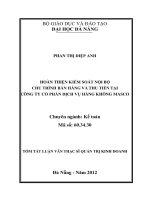 Hoàn thiện kiểm soát nội bộ chu trình bán hàng và thu tiền tại công ty cổ phần dịch vụ hàng không MASCO