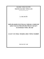Bước đầu nghiên cứu về sâu hại, thiên địch và biện pháp quản lý dịch hại tổng hợp (IPM) trên cây cam quýt tại huyện bạch thông bắc kạn