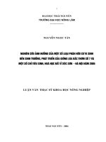 Nghiên cứu ảnh hưởng của một số loại phân hữu cơ vi sinh đến sinh trưởng, phát triển của giống lúa bắc thơm số 7 và một số chỉ tiêu sinh, hoá học đất ở sóc sơn   hà nội năm 2005