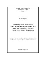 Luận văn thạc sĩ Quản trị vốn luân chuyển tại công ty TNHH trung hiếu phường tây sơn thành phố pleiku tỉnh gia lai (full)