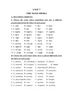 BÀI TẬP VÀ ĐÁP ÁN MÔN ANH LỚP 10 UNIT 7